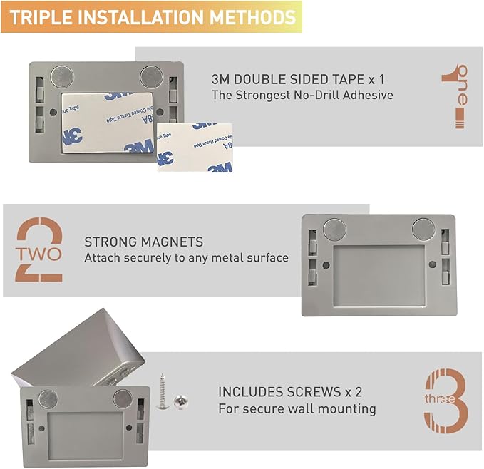 Silver 2 Pack Motion Sensor Keyhole Light - Automatic on/Off Infrared LED, Suitable for Front Doors, corridors, Stairs in The Dark | 3-Way Installation（Magnetic Suction、Adhesive and Screw）
