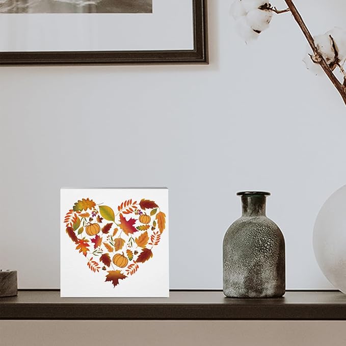 Fall Decorations for Home Farmhouse Office Bedroom Dining Room, Fall Maple Leaves Sign, Autumn Decor Wood 2401