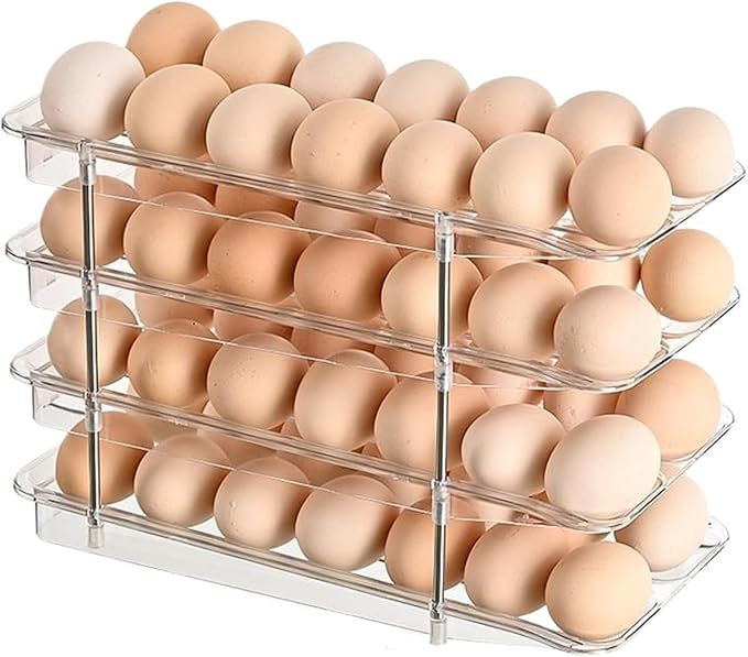 Detachable Egg Storage - 4-Layer Clear Container Box, Stackable Egg Organizer | Large Capacity Storage Rack, Compact Space Saving Design, Durable Kitchen Fridge Pantry Accessory | Efficient Counter O