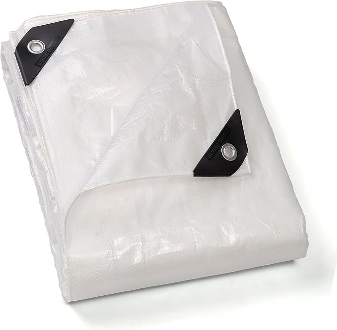 GUARD SHIELD Clear White Tarp Heavy Duty 16x16 Feet Waterproof for Outdoor Garden Poly Cover UV Resistant Transparent Tarpaulin10mil