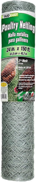 YARDGARD – 2 Inch Twisted Mesh Wire Fence – 24 Inches by 150 Feet – 20 Gauge Galvanized Steel – For Poultry Netting | Chicken Coops | Garden Protection