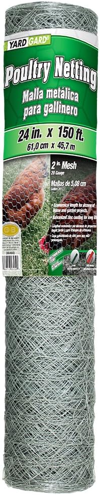 YARDGARD – 2 Inch Twisted Mesh Wire Fence – 24 Inches by 150 Feet – 20 Gauge Galvanized Steel – For Poultry Netting | Chicken Coops | Garden Protection