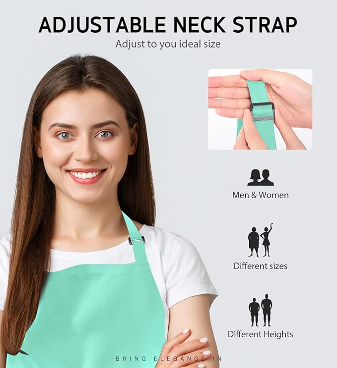 Syntus Adjustable Bib Apron with 2 Pockets Cooking Kitchen Aprons for Women Men Chef