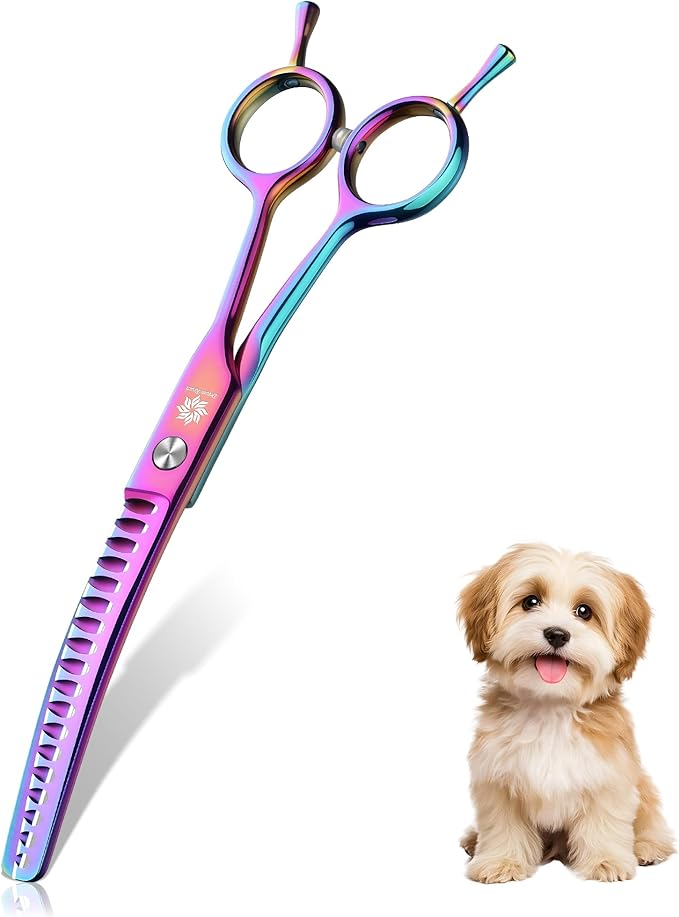 6.5" Professional Chunker Shear Twin Tail Downward Curved Pet Grooming Thinning/Blending Scissors Dog&cat Grooming Chunkers Shear (6.5 inches)