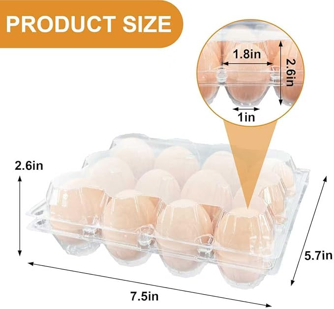100 Pack 12 Count Plastic Egg Carton – Bulk Cheap Clear Reusable Egg Cartons | Plastic Egg Cartons, Clear Egg Carton, Egg Cartons Bulk, Eggs 12 Count，egg storage for refrigerator.