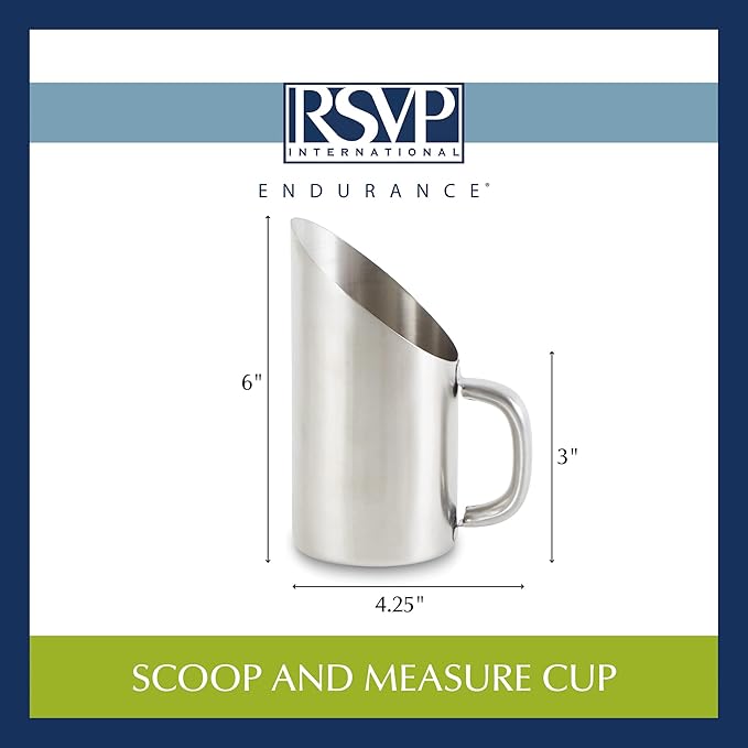 RSVP International Endurance Kitchen Collection Measuring Tools, Dishwasher Safe, Scoop & Measure, Stainless Steel