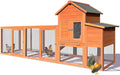 123" Large Wooden Chicken Coop with Run for 4–6 Chickens, Outdoor Hen House with Nesting Box, Sliding Tray, Ramp and Lockable Doors, Weather-Resistant Poultry Enclosure for Backyard, Farm,Natural