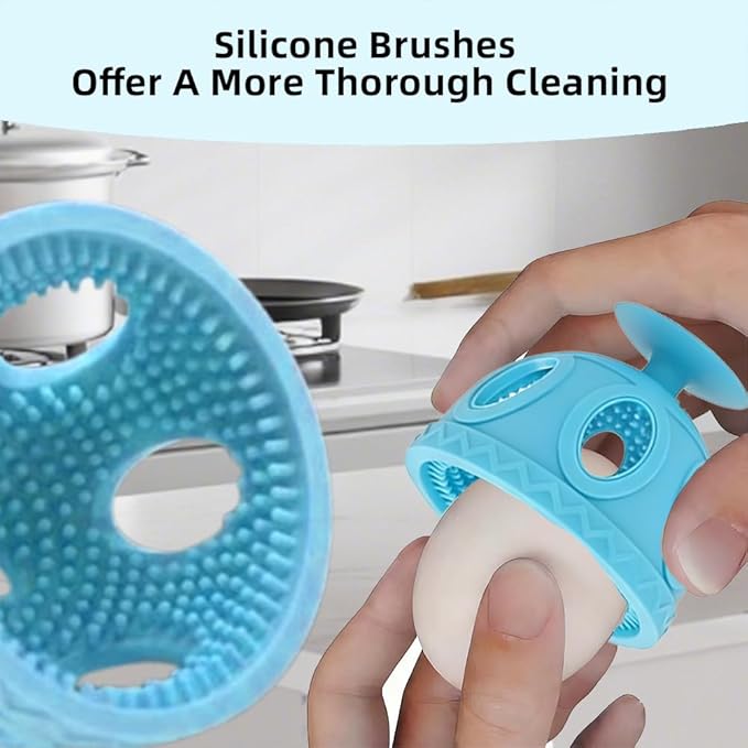 Layver Egg Brush Cleaner, Egg Cleaner Scrubber for Fresh Eggs, Silicone Egg Washer, Multipurpose Washing Egg Tool for Fruits and Vegetables (Blue)
