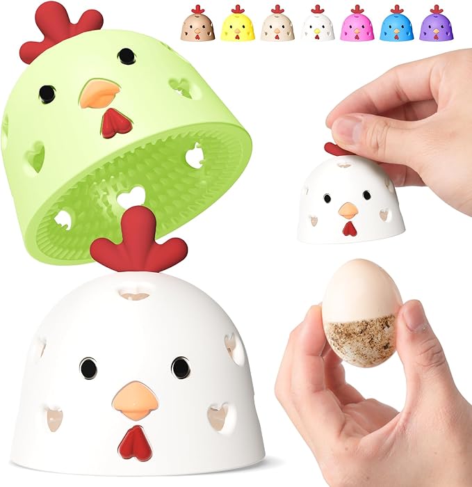 2Pcs Egg Brush for Cleaning Fresh Eggs | Farm Egg Washer & Scrubber Tool | Chicken Coop Cleaning Brush for Backyard Hens, Homesteaders, Egg Collectors, Farmers White Green