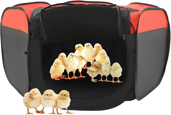 Foldable Brooder Box,Portable Baby Chicken Coop with Double Door and Zippered Cover,Chicken Brooder Box for Newborn Chicks,Ducks and Geese
