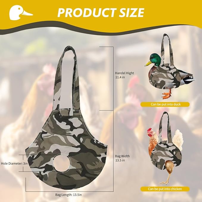 Chicken Holder Bag Chicken Medic Bag Chicken Carrier with Handle Chicken Supplies Catching Hand Bag for Hen Rooster Poultry Chicken Transport (Camouflage (1 Pack))