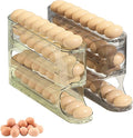 2PCS Stackable Refrigerator Egg Holder - 44 Count Durable Plastic Organizer, Space-Saving Storage Container with Easy Access for Fresh Eggs（transparent）