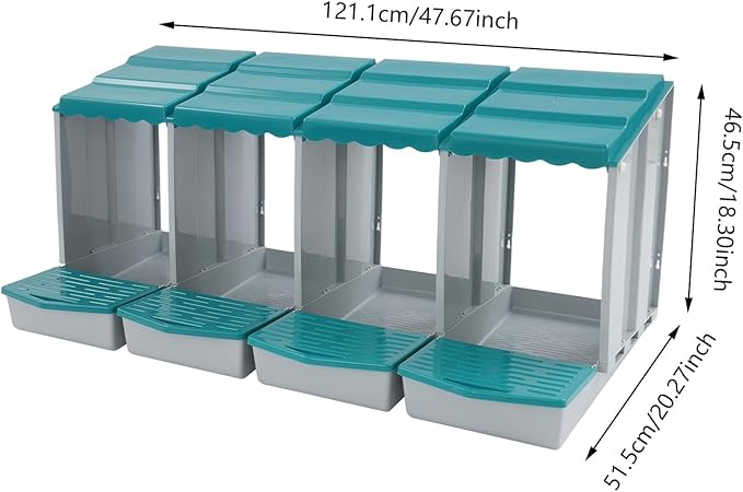Chicken Nesting Boxes 4 Compartment PP Nesting Box with Inclined Nesting Boxes & Vented Holes Wall Mount Chicken Laying Boxes for Chicken Coop (Green)