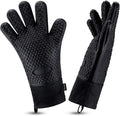 Comsmart BBQ Gloves, Heat Resistant Silicone Grilling Gloves, Long Waterproof BBQ Kitchen Oven Mitts with Inner Cotton Layer for Barbecue, Cooking, Baking, Smoker(Black)