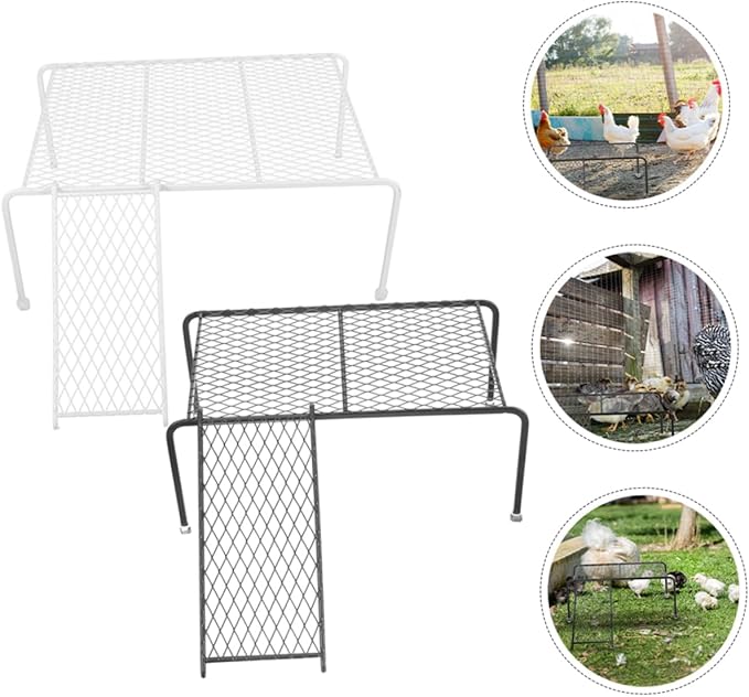 VICASKY Rutin Chicken Feeding Station with Iron Mesh Rack Sturdy Chicken Coop Shelf for Feeding and Drinking for Poultry Care and Landscape Decoration