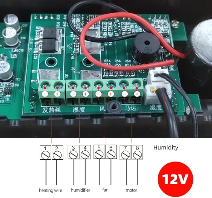 ZFX-W9002 Smart Thermostat Digital Temperature Humidity Control Incubator 360 Automatic Egg Turning 12V