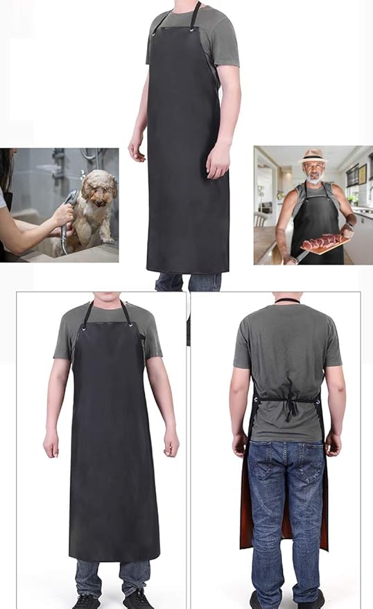Waterproof Apron Rubber Vinyl, Heavy Duty 43" x 31" Plastic Apron Keeps You Clean and Dry When Dishwashing, Lab Work, Butcher