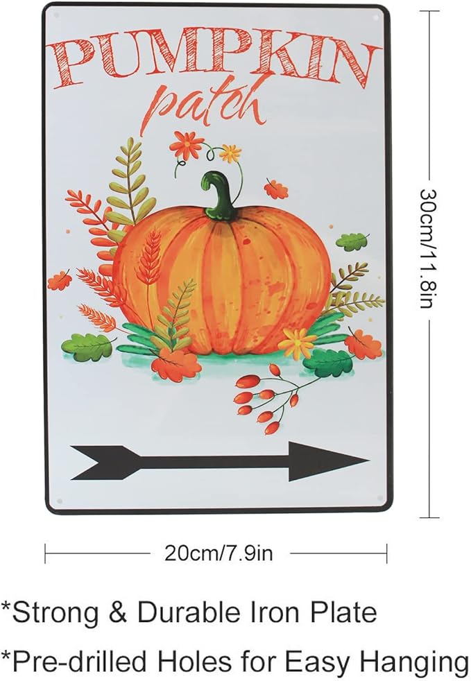 Fall Harvest Vintage Metal Tin Signs Pumpkins Patch Outdoor Decor Pumpkin Lover Gift Fall Decor 8X12 Inches