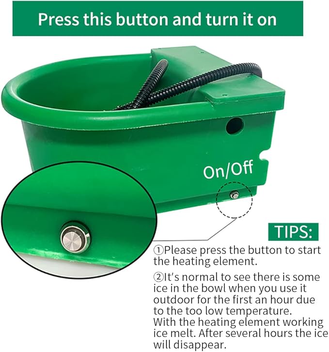 Automatic Heated Dog Bowl 1.3 Gallon Outdoor Thermal Water Trough for Pet Livestock Cattle Sheep and Horse Drinker