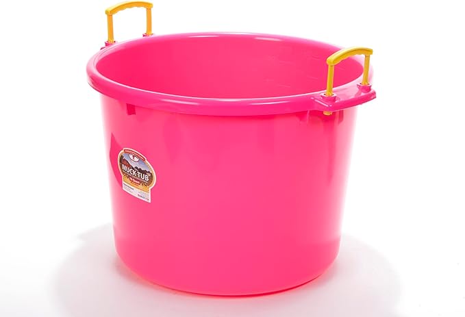 Little Giant® Plastic Muck Tub | Durable & Versatile Utility Bucket with Handles | Muck Bucket | Durable Handles | 70 Quart | Hot Pink
