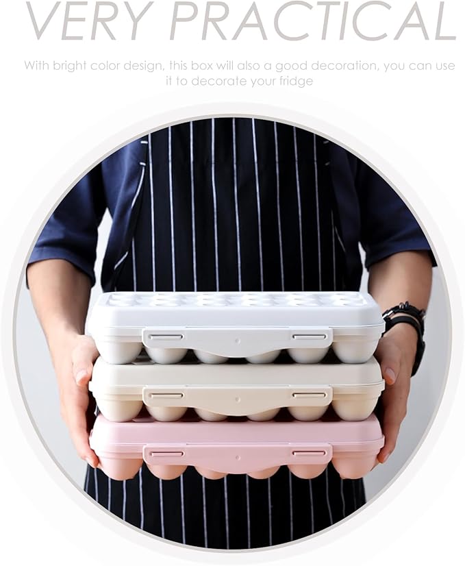 UPKOCH Plastic Egg Container for Refrigerator 18 Count Egg Holder with Airtight Lid Stackable Organizer for Kitchen Fridge Storage and Protection