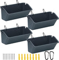 Wenqik 4 Pack 5 Quart Hanging Chicken Feeders Trough Goat Feeder Duck Water with Metal Clips Chicken Waterer Bucket Container for Fence Turkeys Horse Pig Deer Goose Livestock Poultry Supplies