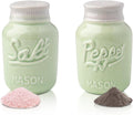 Comfify Mason Jar Salt & Pepper Shakers – Aqua Green Rustic Ceramic Kitchen Decor, Great for Farmhouse or Shabby Chic Homes