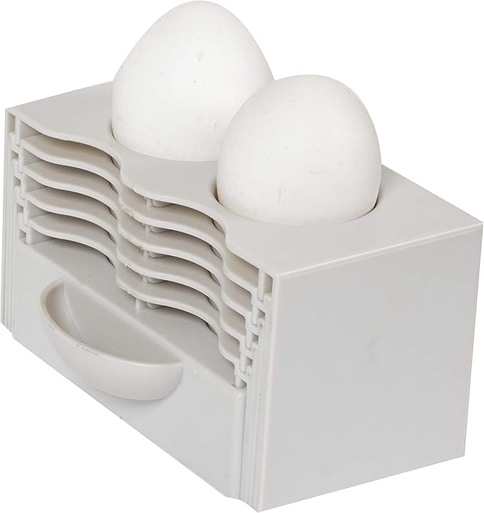Eggstra Space Egg Organizer for Refrigerator, Adjustable Container, Collapsible & Expandable Tray Egg Holder for Fridge Organizer, Space Saving Fridge Storage Solution - Dark Beige