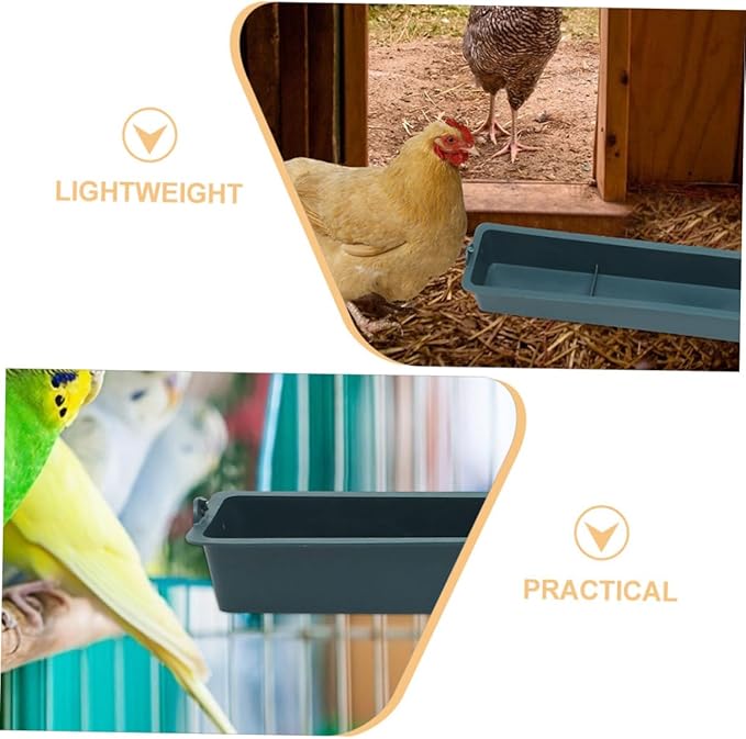 2pcs Hanging Poultry Feeder Trough with Divider, Thickened Plastic Bird Food Dispenser for Chicken, Duck, Pigeon Cage Feeding, Anti-Spill Design for Coop Use