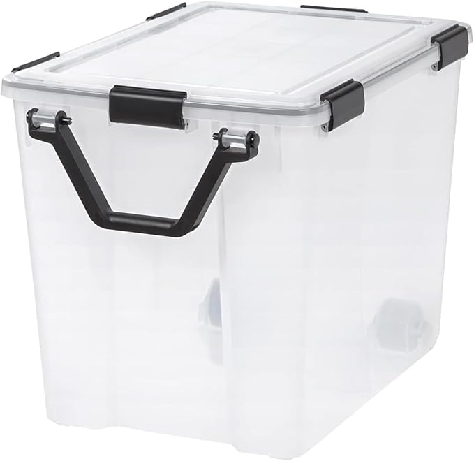 IRIS USA 4 Pack 103 Qt Storage Bins Plastic Gasket Box with Tight Latching Lids