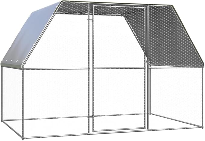 Weatherproof Outdoor Chicken Coop Large Walk-in Enclosure Outdoor Chicken Cage 9.8'x6.6'x6.6' Galvanized Steel for Outdoor Backyard Farm Garden
