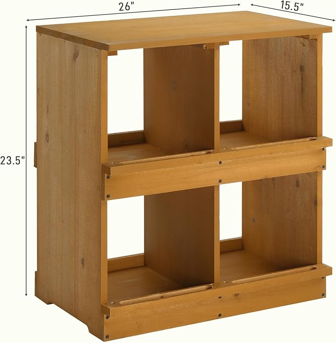 VINGLI Chicken Nesting Boxes, Wooden Nesting Boxes for Chickens, Egg Nesting Box for Hens, Chicken Coop Laying Boxes (4 Compartments)