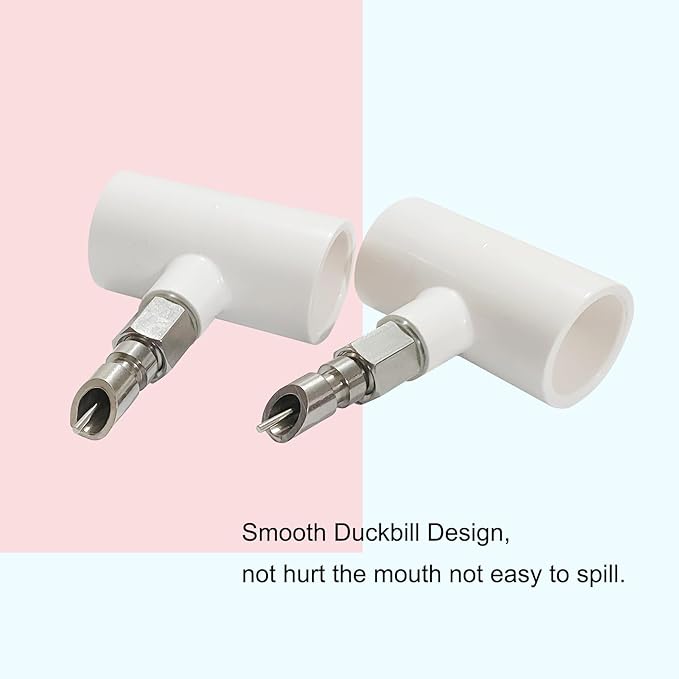 Stainless Steel Rabbit Water Nipples Metal Automatic Watering System with PVC Tee for Guinea Pig, Hamster, Ferrets (6Pcs)