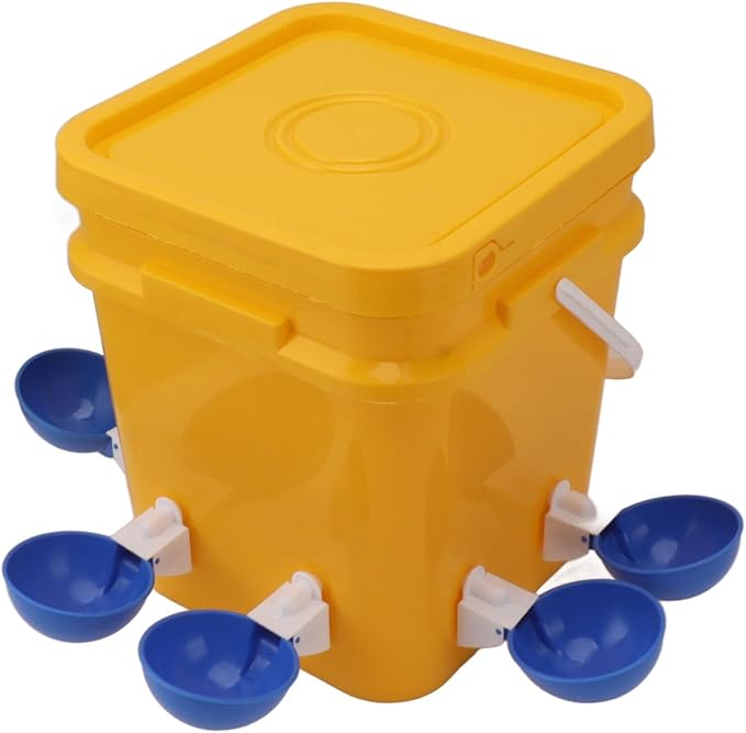 GLOGLOW Automatic Chicken Waterer Bowl, Durable Plastic with Gravity System, 12L Drinker for Chickens, Ducks and Other Poultry (Bucket + Bowl + Black Screws)
