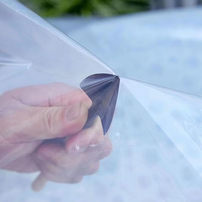 Klmnop Heavy Duty Waterproof 8x10FT Clear Vinyl Tarp with Grommets and Bungee Cords - Transparent Plastic Tarpaulin Cover for Greenhouse, Garden, Chicken Coop, Patio Enclosure