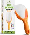 Spring Chef Magnetic Ice Scoop for Ice Machine - BPA-Free Flexi-Plastic Food Scooper with Soft Grip Handle - Kitchen Scoop for Popcorn, Pet Food, Flour, Grains - Dishwasher Safe Scooper - Mango