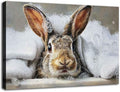 MNFGMH Easter Poster for Wall Cute Bunny Taking a Bath Canvas Print Easter Bathroom Wall Decor for Nursery Kids Room Wooden Frame 8x12 inch