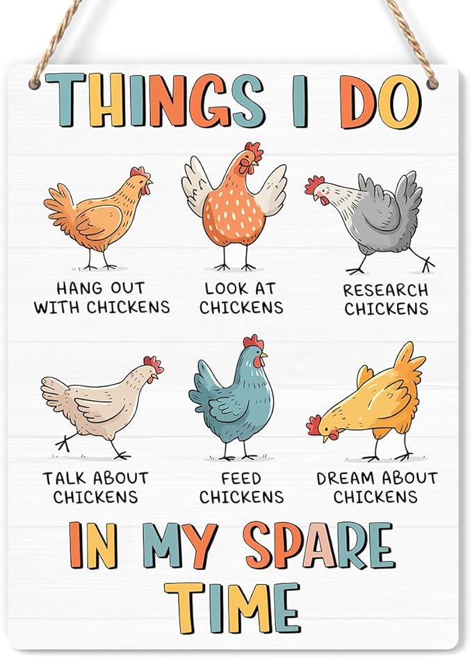 Chicken Gifts Sign Funny Chicken Coop Accessories Chicken Signs Rooster Humor Decor for Home Farm Chicken-Coop Kitchen Garden Yard Country Decor 8x10 Inch