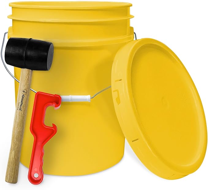ePackageSupply 5 Gallon Plastic Bucket with Airtight Lid | Made in USA | Food Grade Bucket | BPA-Free | Heavy Duty 90 Mil All Purpose Pail | One 12" Rubber Mallet & One Lid Opener Included | 1 Pack