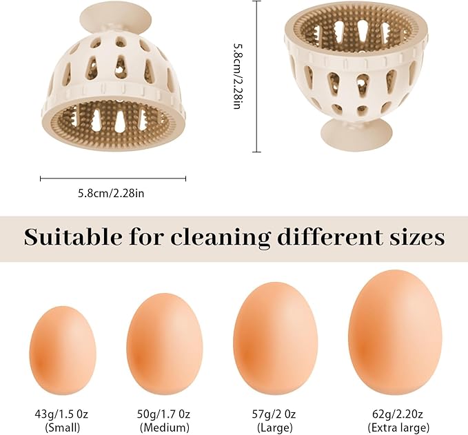 Silicone Egg Cleaning Brush, Egg Scrubber for Fresh Eggs, Reusable Egg Cleaner, Spinning Egg Washer, Cleaning Tools for Duck Egg Goose Egg, Multipurpose Scrubber Tool for Potatoes Vegetables Fruits