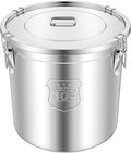 Stainless Steel Airtight Canister, Large Capacity Food Storage Container, 304 Grade Metal Bucket with Silicone Seal Lid, 12.68Gal Flour Rice Cereal Bin for Kitchen Pantry Restaurant, Stackable