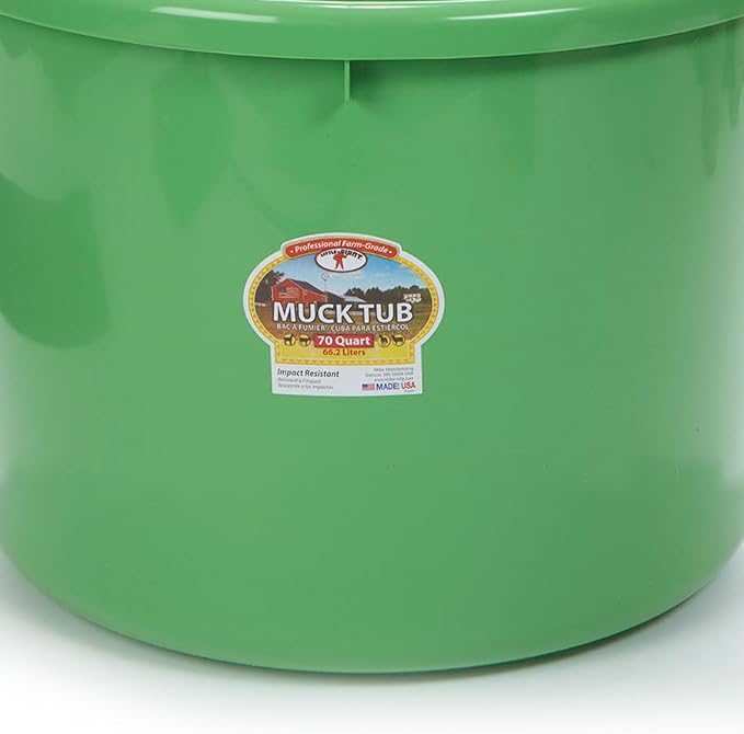 Little Giant® Plastic Muck Tub | Durable & Versatile Utility Bucket with Handles | Muck Bucket | Durable Handles | 70 Quart | Lime Green