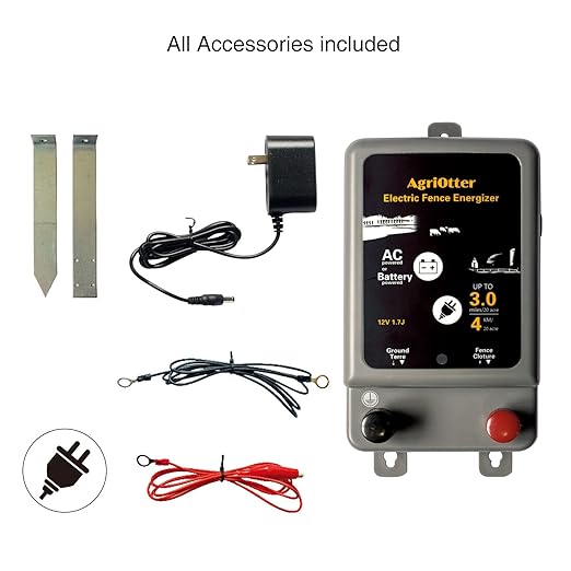 Electric Fence Energizer 15 Acre 2 in 1 Powered by Battery or AC Outlet 8000V 1.75J Pulse Electric