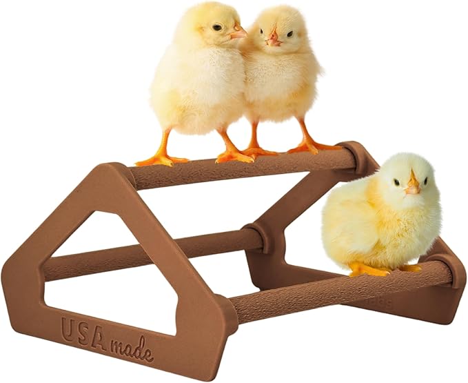 Roosting Perch for Baby Chickens, Chick Brooder Coop Training Toy Accessory, Easy Click Together Assembly, Durable Plastic, Mix and Match Colors, USA Made (Brown, 1 Pack)
