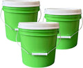 House Naturals 2 Gallon Food Grade - BPA Free Made in USA Buckets Lime Color pails with Screw On Gasket Lids (3, Lime - White lids)