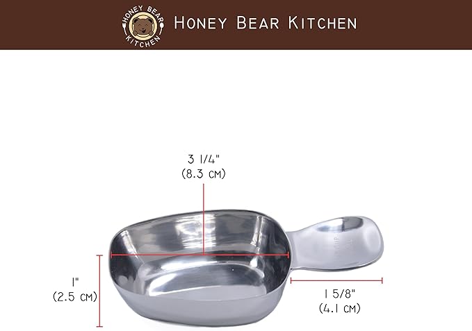 Honey Bear Kitchen Measuring Cup, Polished Stainless Steel (2, Canister Scoop 1/3 Cup 80 ml)