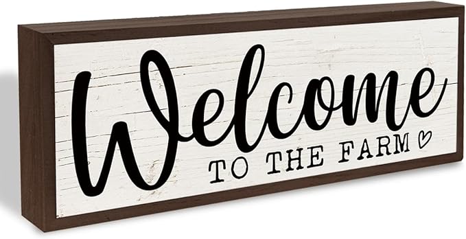 Farm Decor, Welcome to the Farm Sign, Decorative Wooden Wall Plaque, Country Style Home Decoration, Front Door Decoration for Entryway, Garden Yard Decor 9.5x3.1x1 inches