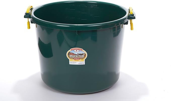 Little Giant® Plastic Muck Tub | Durable & Versatile Utility Bucket with Handles | Muck Bucket | Durable Handles | 70 Quart | Green