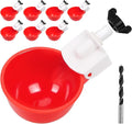 Chicken Waterer Cups, 8 Pack Red Automatics Chicken Waterer, Professional Poultry Cups Suitable for Chicks, Duck, Goose, Turkey and Bunny Various Poultry, Compatible with Various Containers
