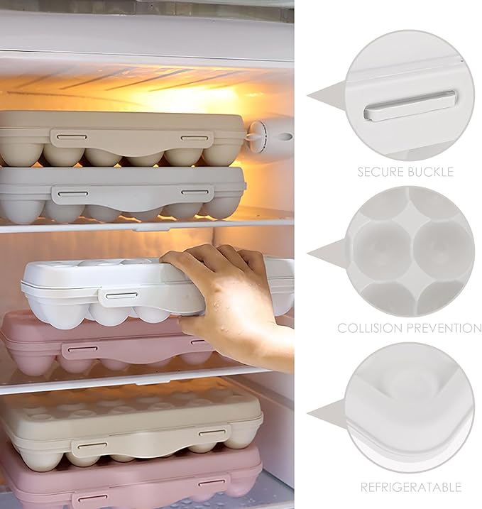 UPKOCH Refrigerator Egg Holder 18-Count Stackable Egg Container with Airtight Lid Practical Plastic Storage Organizer for Kitchen and Pantry 11.8In X 5.9In X 2.6In
